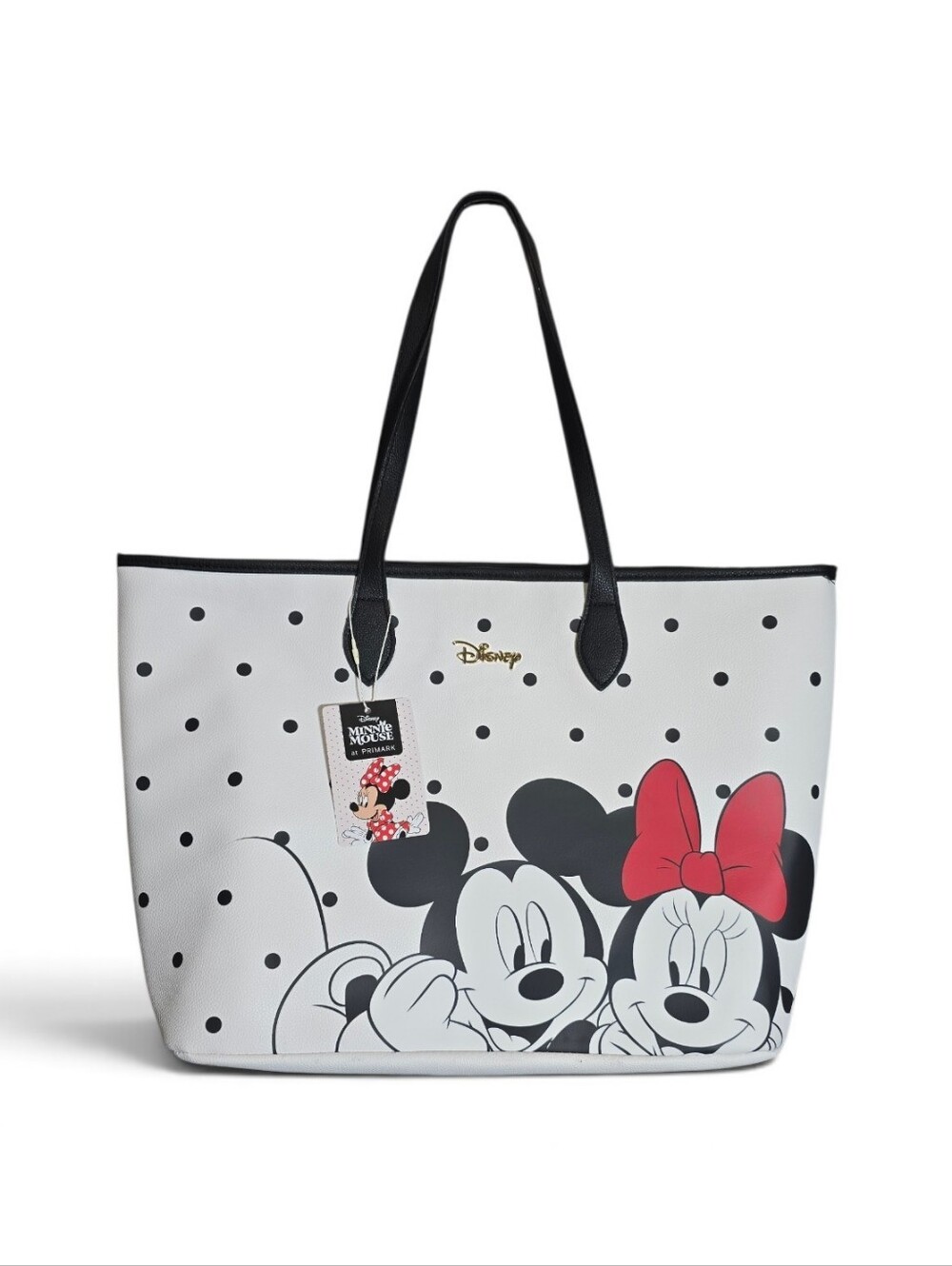 Primark Disney Mickey Minnie Mouse Polka Dot Faux Leather Tote Bag NWT